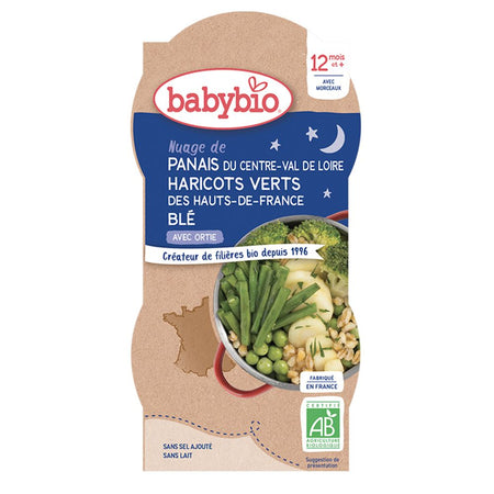 Babybio Nuage de panais du Centre-Val de Loire, haricots verts des Hauts-de-France, blé avec ortie dès 12 mois (400 g)