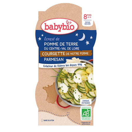 Babybio Écrasé de pommes de terre du Centre-Val de Loire, courgettes de notre ferme & parmesan (400 g)