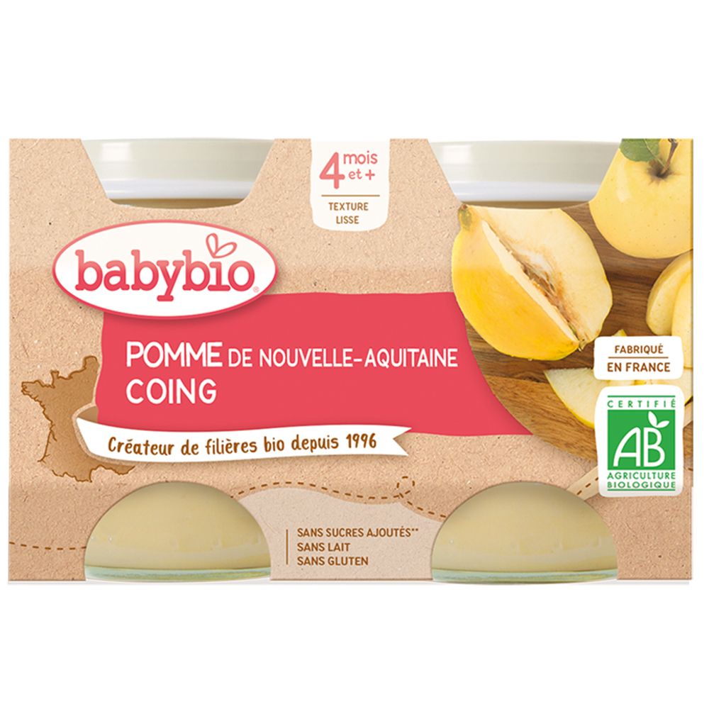 Babybio Pomme de Nouvelle-Aquitaine Coing de Provence dès 4 mois (260 g)