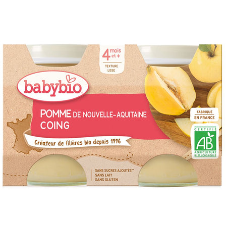 Babybio Pomme de Nouvelle-Aquitaine Coing de Provence dès 4 mois (260 g)