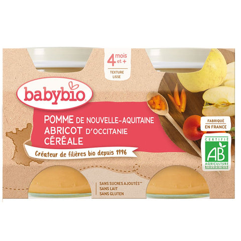 Babybio Pomme de Nouvelle-Aquitaine Abricot d'Occitanie Céréale dès 4 mois (260 g)