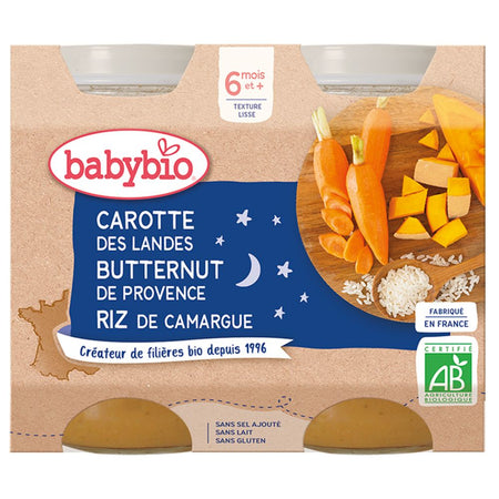 Babybio CAROTTE DES LANDES COURGE BUTTERNUT & RIZ DE CAMARGUE dès 6 mois (400 g)