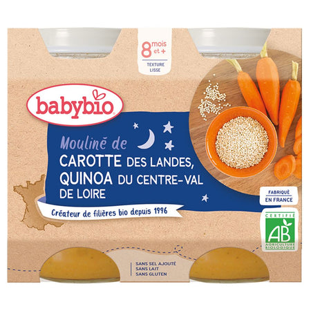 Babybio Mouliné de carotte des Landes & quinoa du Centre-Val de Loire dès 8 mois (400 g)