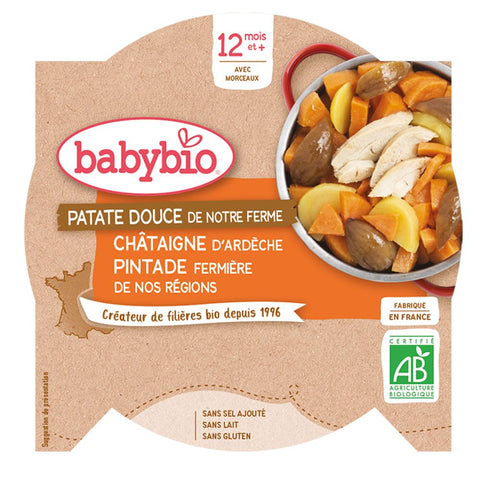 Babybio Patate douce châtaigne d'Ardèche pintade fermière de nos régions dès 12 mois (230 g)