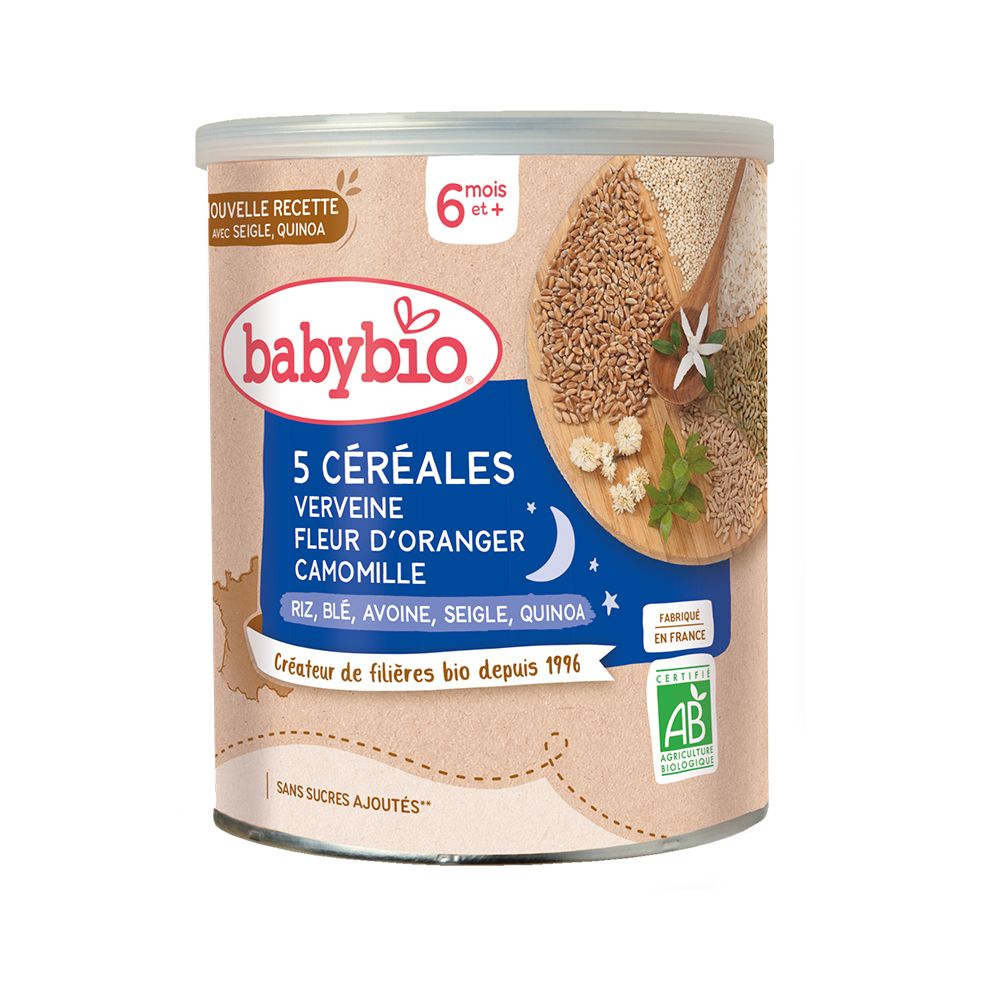 Babybio 5 céréales verveine fleur d'oranger camomille (220 g)