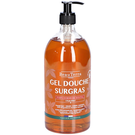 BeauTerra Gel Douche Surgras - Bois de Santal (1000 ml)