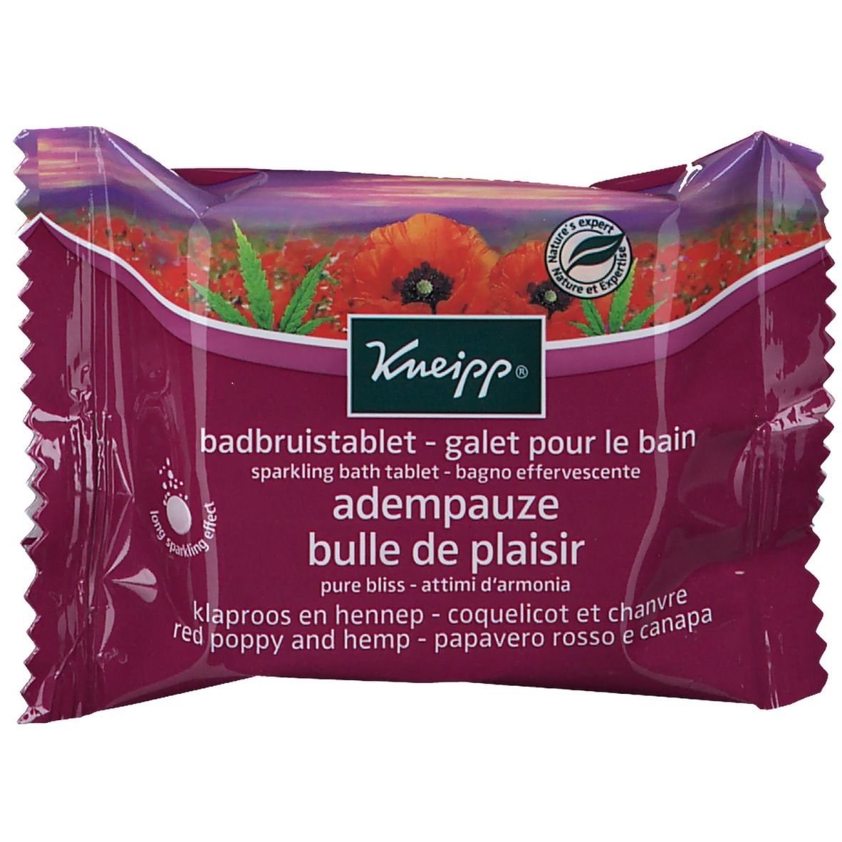 Kneipp® Galet pour le bain Coquelicot - Chanvre Bulle de plaisir (80 g)