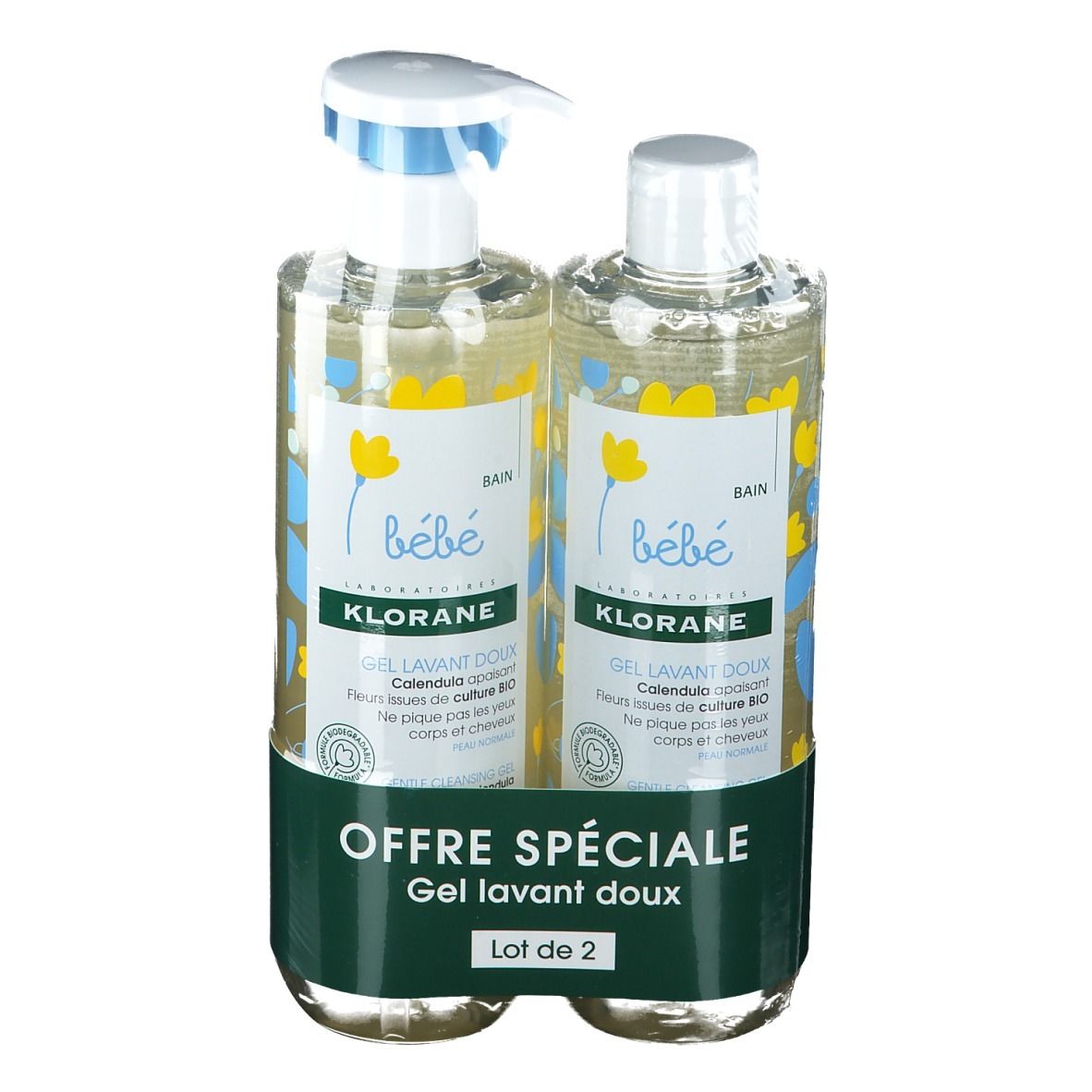 KLORANE Bébé Gel Lavant Doux au Calendula Bio (2x500 ml)