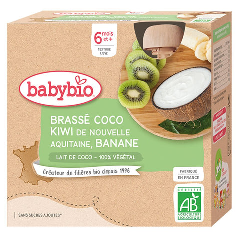 Babybio Brassé lait de coco kiwi de Nouvelle-Aquitaine banane dès 6 mois (340 g)