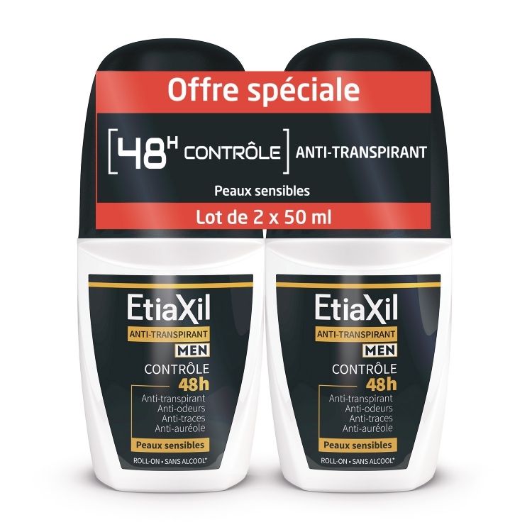 Etiaxil Déodorant Anti-transpirant 48h Homme Roll-on (2 x 50 ml)