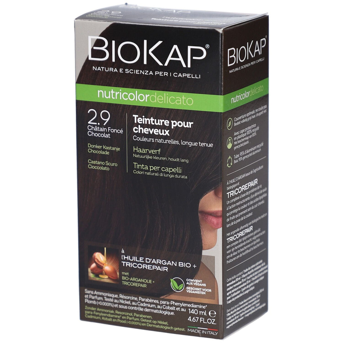 Biokap Nutricolordelicato teinture pour cheveux 2.9 châtain foncé chocolat (140 ml)