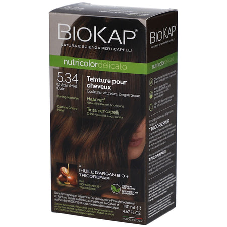 Biokap Nutricolor Delicato teinture pour cheveux 5.34 Châtain Miel Clair – 140 ml