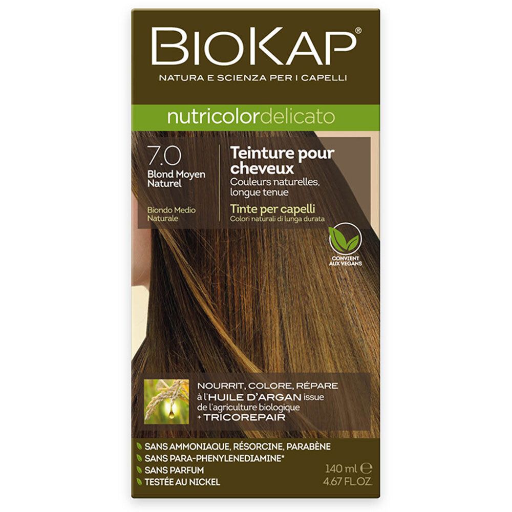 BIOKAP Nutricolor Delicato teinture pour cheveux 7.0 blond moyen naturel (140 ml)