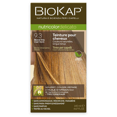 BIOKAP Nutricolor Delicato teinture pour cheveux 9.3 Blond très Clair Doré (140 ml)