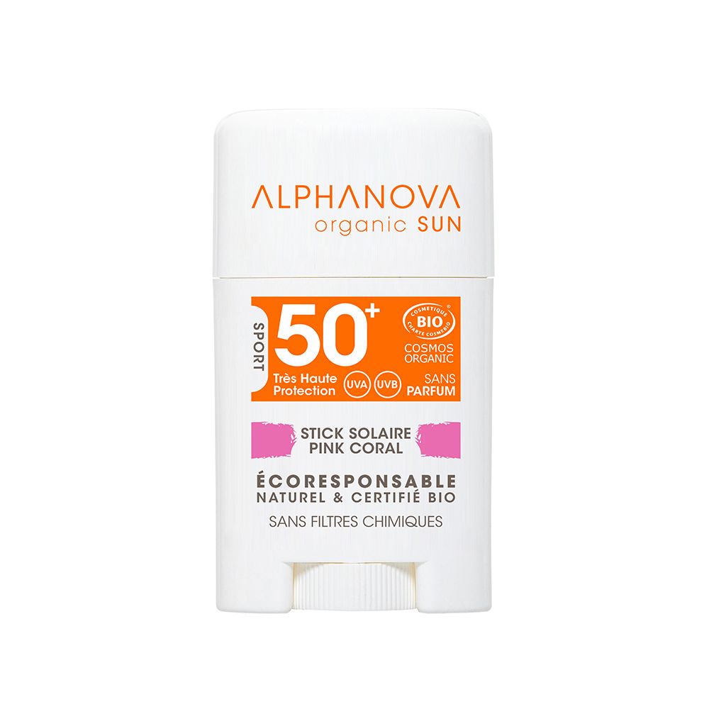 Alphanova Stick solaire rose très haute protection visage SPF50+ (12 g)
