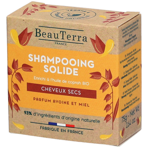 BeauTerra Shampoing Solide - Cheveux Secs et Abîmés (75 g)