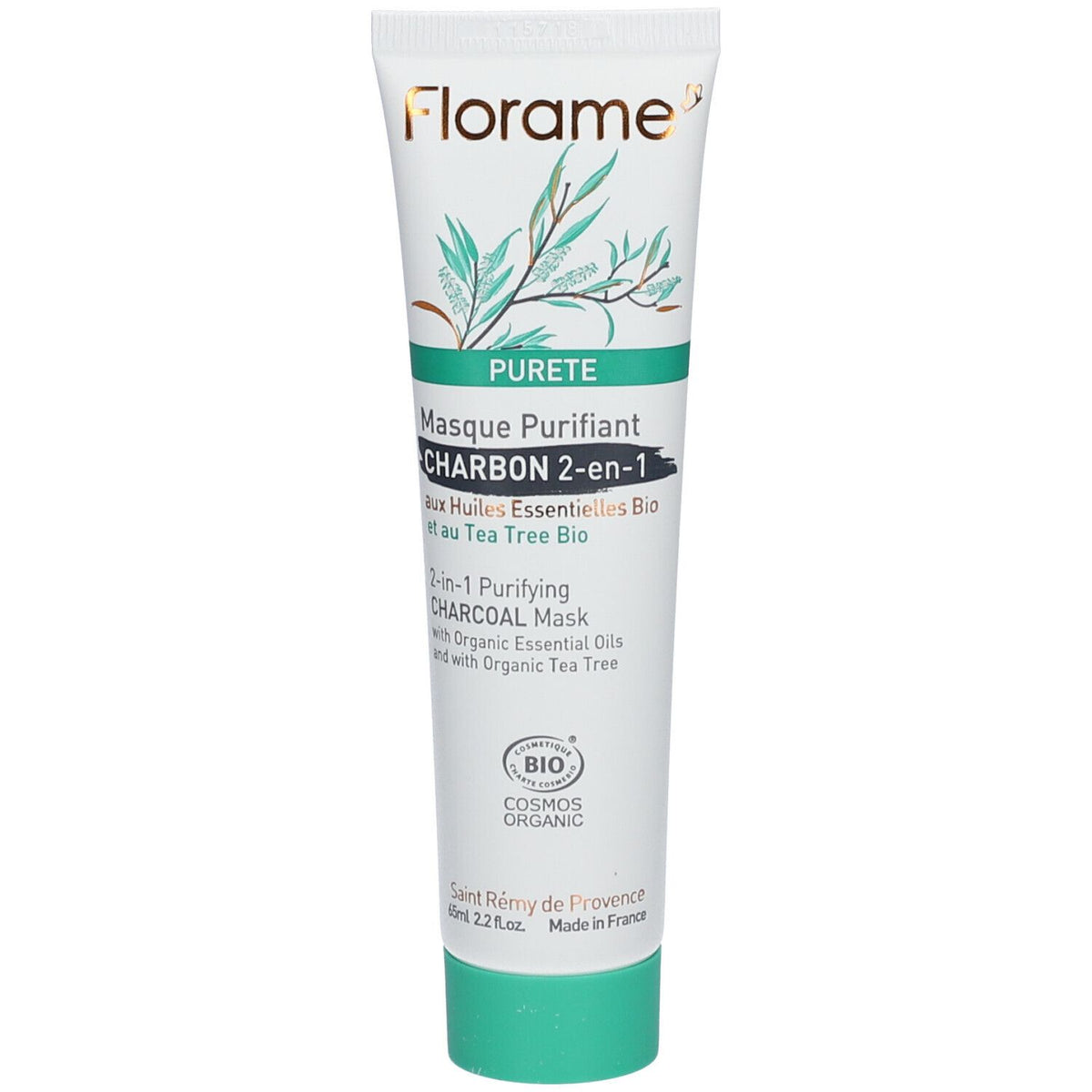 Florame Pureté masque nettoyant au charbon 2-en-1 (65 ml)