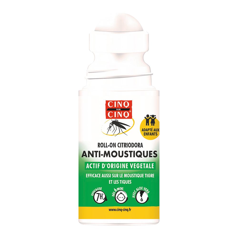 CINQ SUR CINQ Roll-on Anti-Moustiques Citriodora - Actifs d'Origine Végétale (50 ml)