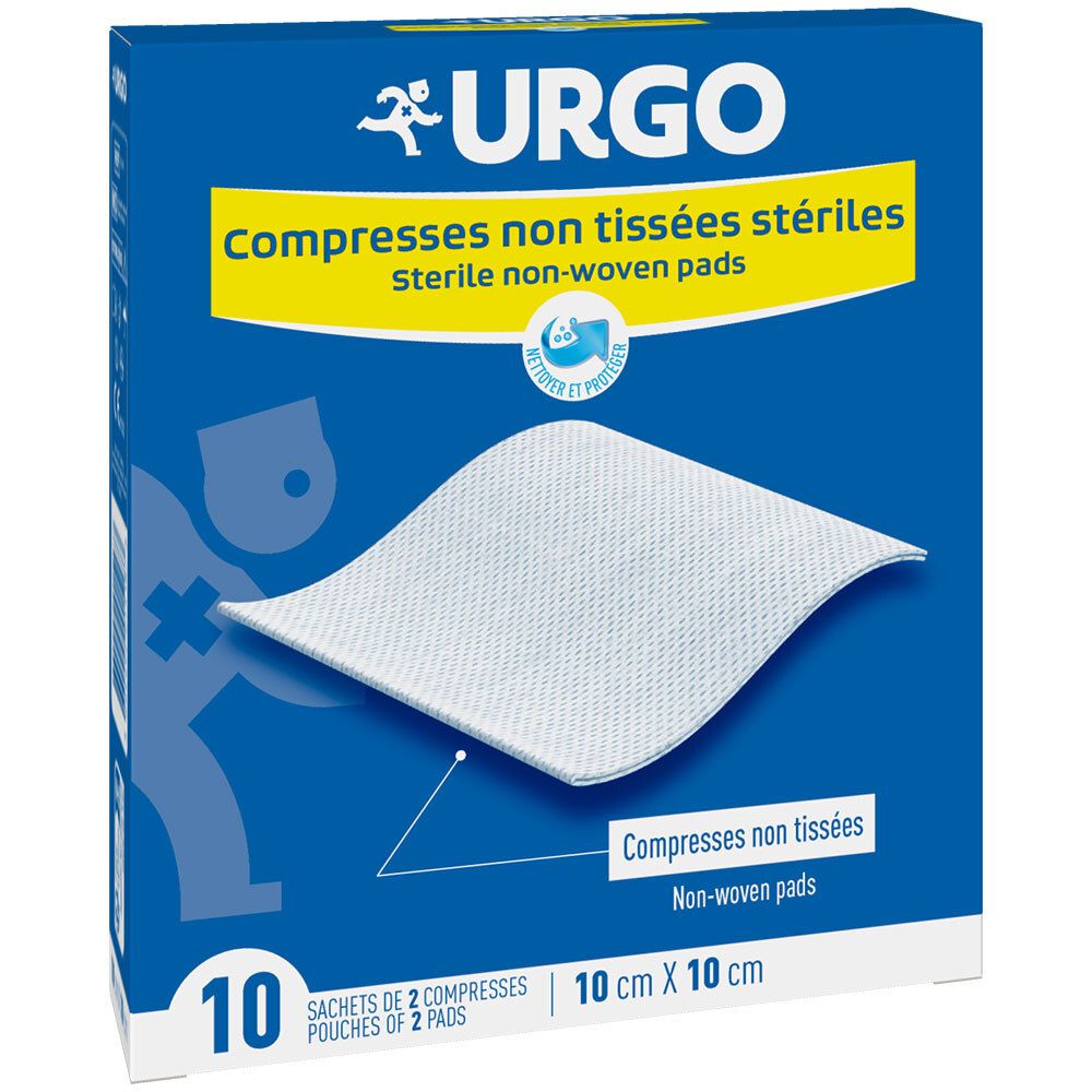 URGO Compresses stériles non-tissées 10 cm x 10 cm — 10 pièces