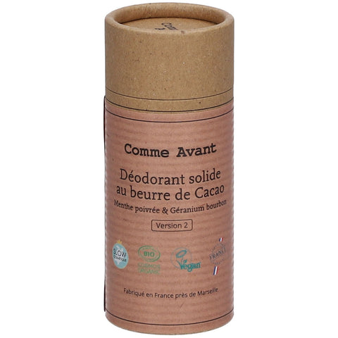 Comme Avant Fester Deodorant mit Kakaobutter – Pfefferminze & Bourbon-Geranie (50 g)