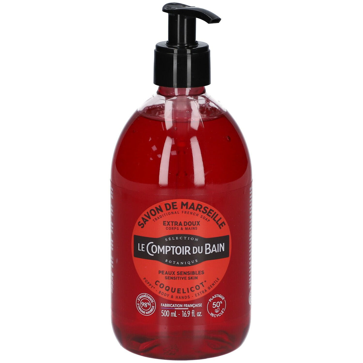 Le Comptoir du Bain Savon traditionnel de Marseille Coquelicot (500 ml)