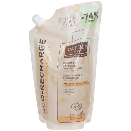 CATTIER Moussant familial sans sulfates Bio Éco-recharge — 1000 ml