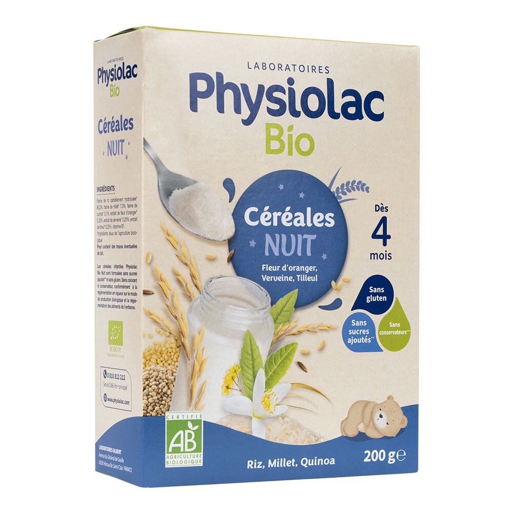 Physiolac Bio Céréales Nuit dès 4 mois (200 g)