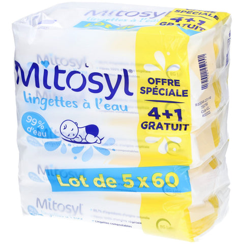 Mitosyl Wasser-Babytücher – 5 Packungen à 60 Tücher – EG LABO