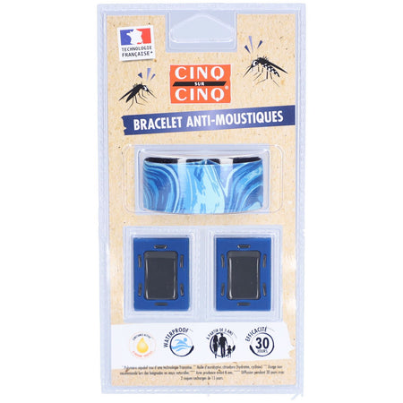 CINQ SUR CINQ Bracelet Anti-Moustiques Motif Bleu (1 pièce)