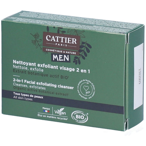 Cattier Men Organic 2-in-1 Face Scrub Cleanser 85g