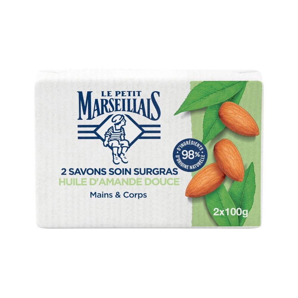 Le Petit Marseillais Savon Soin Surgras à l'Huile d'Amande Douce (2x100 g)