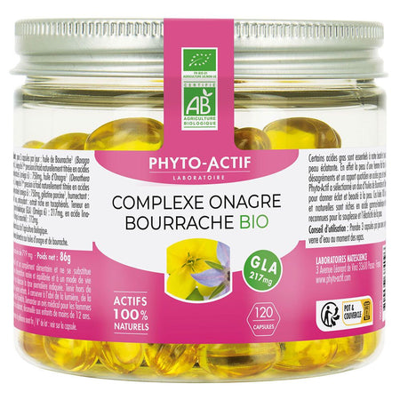 PHYTO-ACTIF Complexe Onagre Bourrache Bio (120 gélules)