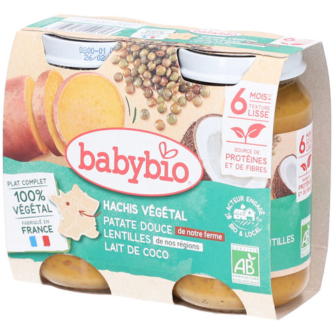BabyBio Süßkartoffel-Linsen-Kokosmilch-Gemüsehack Bio 6M+ (2x200 g)