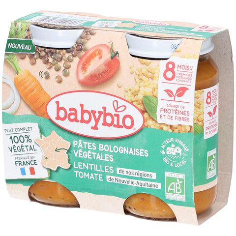 BABYBIO Pâtes bolognaises végétales lentilles tomate (400 g)