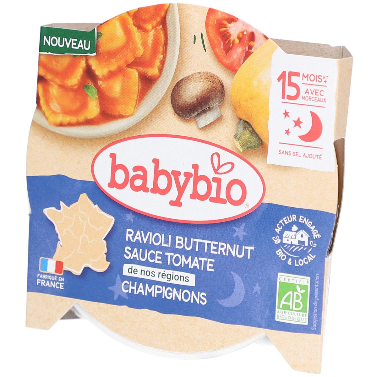 BABYBIO Ravioli Butternut Sauce Tomate Champignons (230 g)