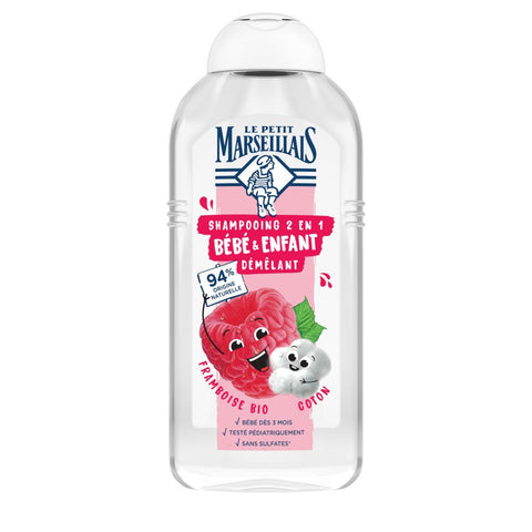 Le Petit Marseillais Shampooing 2 en 1 Bébé & Enfant Démêlant Framboise Bio & Coton (300 ml)