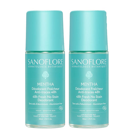 Sanoflore Lot de 2 déodorants Mentha Roll-On 48h (100 ml)