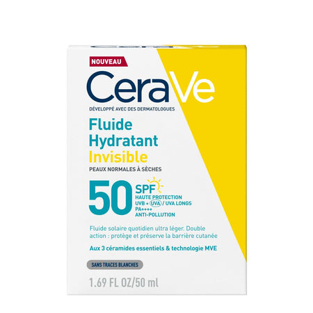 CeraVe Fluide Hydratant Invisible SPF50+ Peaux Normales à Sèches — 50 ml
