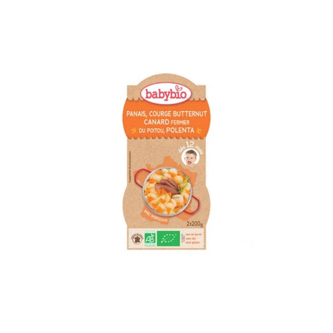 Babybio Mittagsmahlzeit Schale Pastinake Kürbis Ente Polenta +12m Bio 2 x 200g