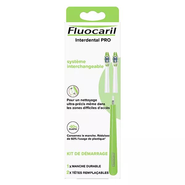 Fluocaril Brosse à Dents Interdental PRO Medium Kit 1 Manche Durable + 2 Têtes Remplaçables