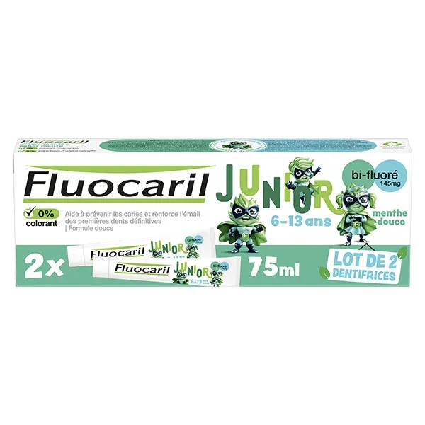 Fluocaril Junior, Dentifrice 6-12ans, Menthe Douce, 2x75ml