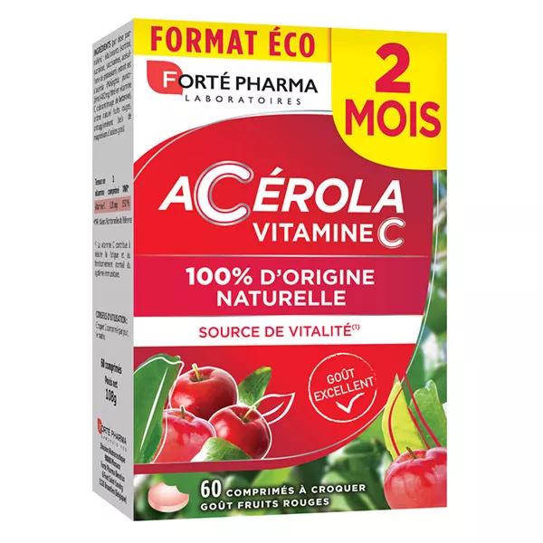 Forté Pharma Acérola Vitamine C naturelle Fatigue 60 Comprimés à Croquer 2 mois