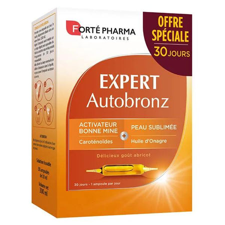 Forté Pharma Expert Autobronz Onagre Carotte Vitamine E 20 ampoules+10 Offertes