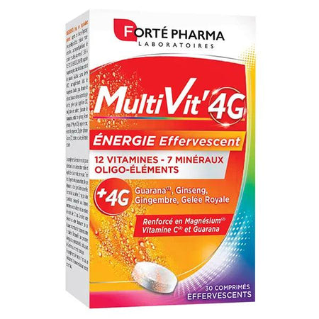 Forté Pharma MultiVit'4G Energie Magnesium Fer 30 comprimés effervescents