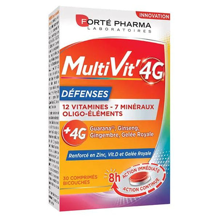 Forté Pharma Multivit' 4G Défenses Immunité Vitamine D Ginseng 30 comprimés