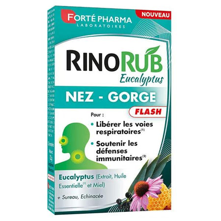 Forté Pharma RinoRub Rhume Nez Toux Gorge Eucalyptus 15 comprimés