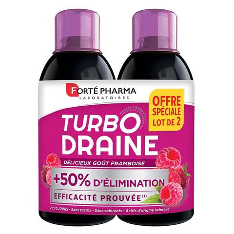 Forté Pharma TurboDraine Himbeere Drainage Abnehmen Entwässerung 2x500ml Packung