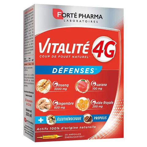 Forté Pharma Vitalité 4G Defenses Ginseng Guarana Ingwer 20 Ampullen