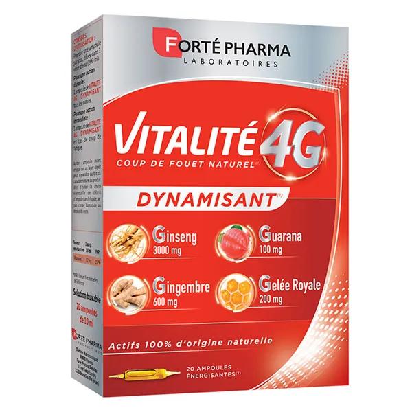 Forté Pharma Vitalité 4G Dynamisant Ginseng Guarana Vitamine C 20 ampoules