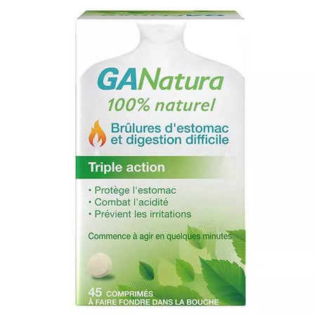 GANatura 100% Naturel Brûlures d'estomac et digestion difficile - 45 Comprimés